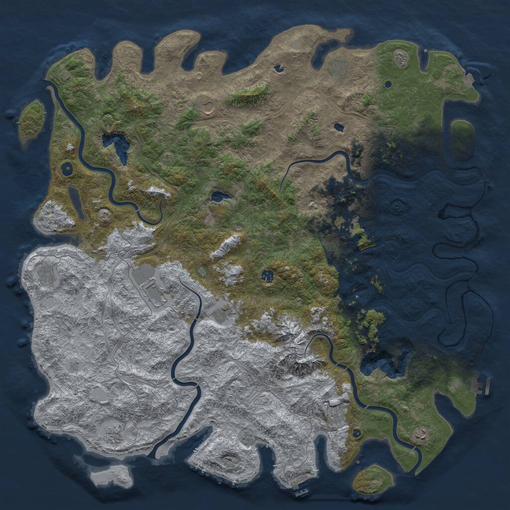 Rust Map: Procedural Map, Size: 6000, Seed: 8734, 17 Monuments