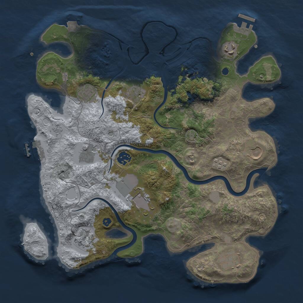 Rust Map: Procedural Map, Size: 3550, Seed: 329079, 16 Monuments