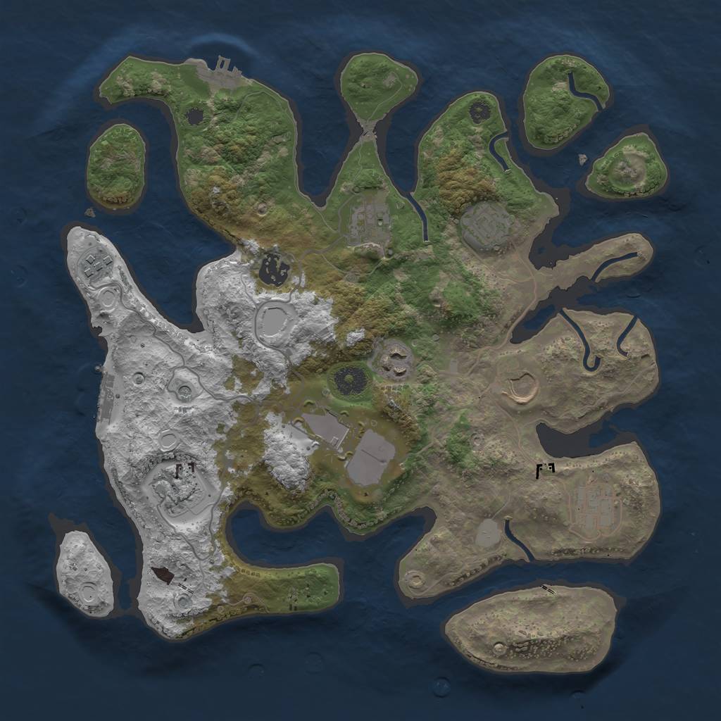 Rust Map: Procedural Map, Size: 3550, Seed: 329079, 17 Monuments
