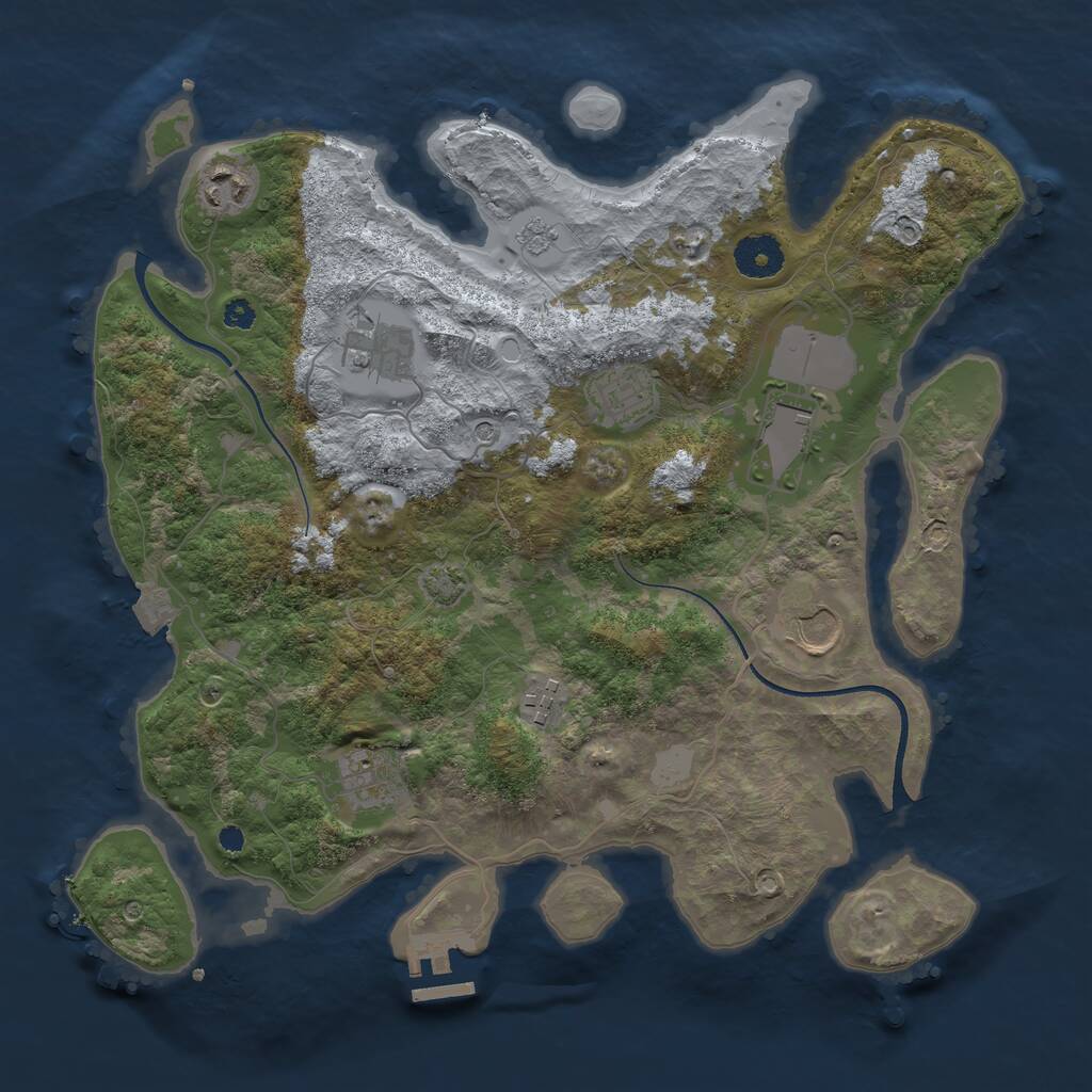 Rust Map: Procedural Map, Size: 3500, Seed: 1016898292, 12 Monuments