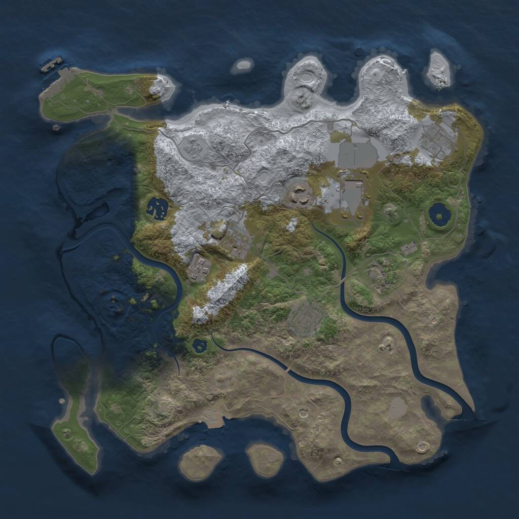 Rust Map: Procedural Map, Size: 3500, Seed: 6740, 13 Monuments
