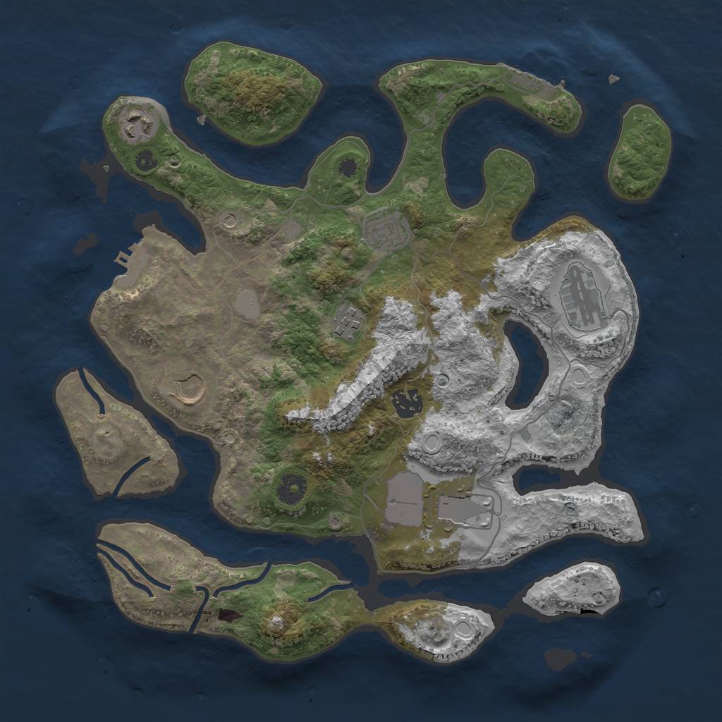 Rust Map: Procedural Map, Size: 3550, Seed: 642156, 15 Monuments
