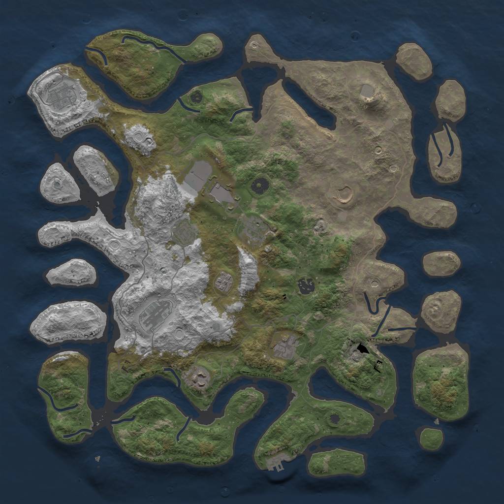 Rust Map: Procedural Map, Size: 4500, Seed: 123456, 17 Monuments