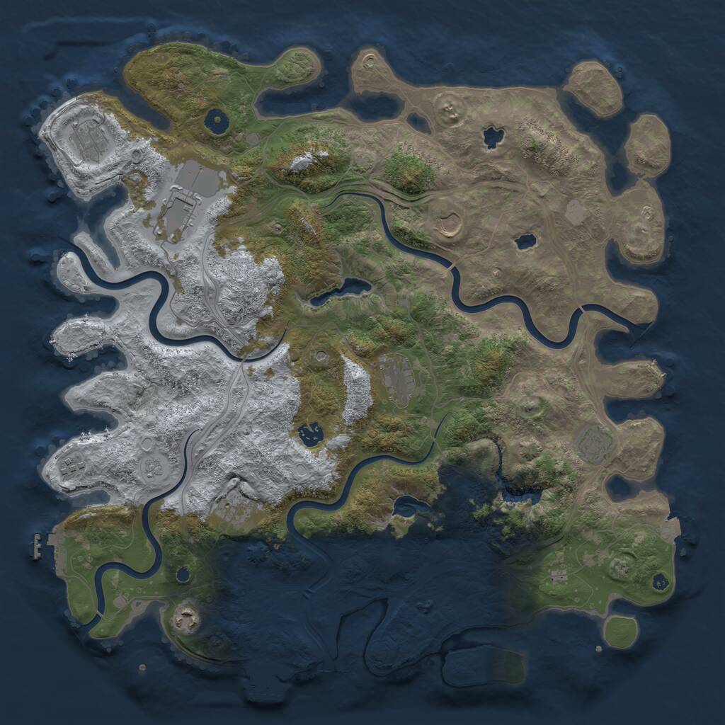 Rust Map: Procedural Map, Size: 4500, Seed: 123456, 15 Monuments