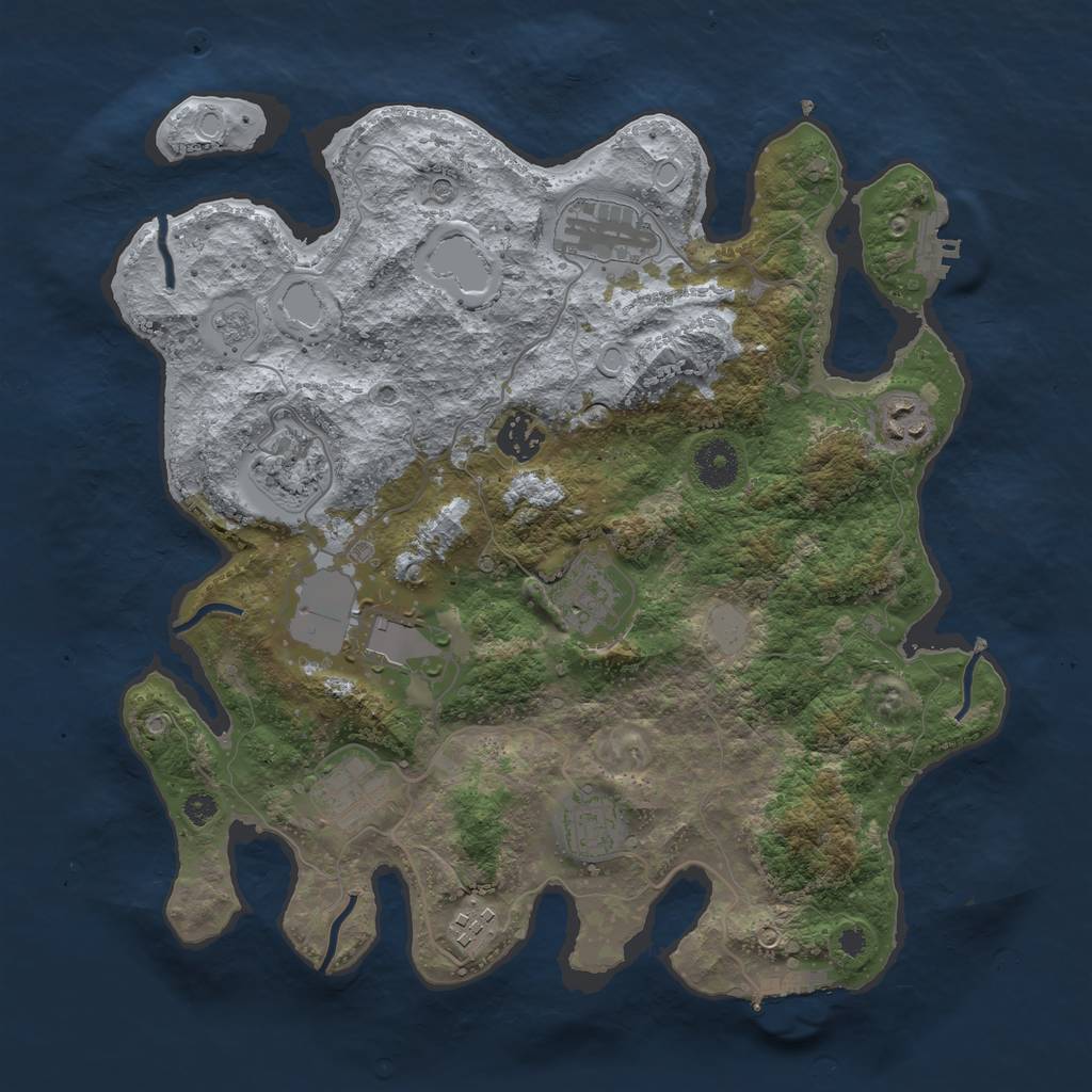 Rust Map: Procedural Map, Size: 3550, Seed: 901159, 16 Monuments