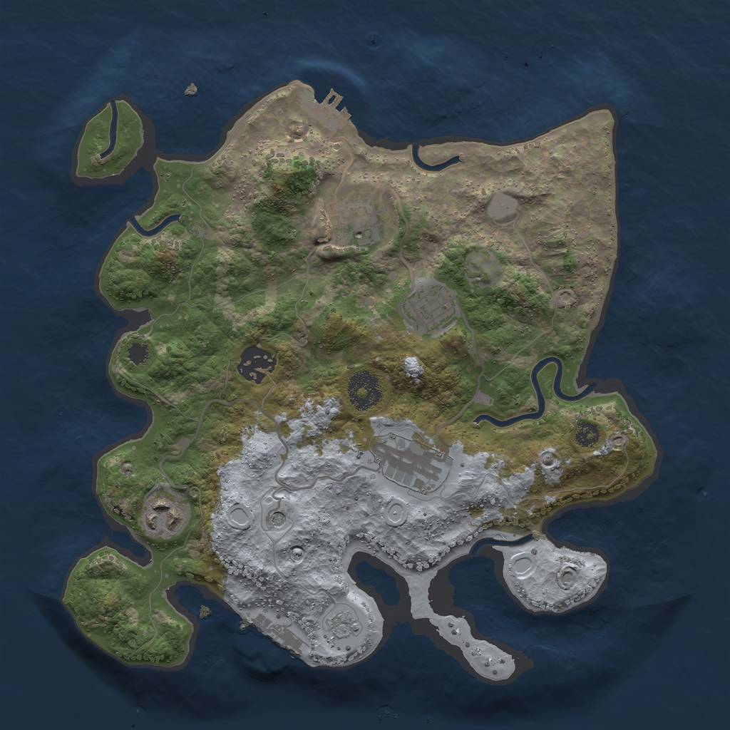 Rust Map: Procedural Map, Size: 3000, Seed: 47, 12 Monuments