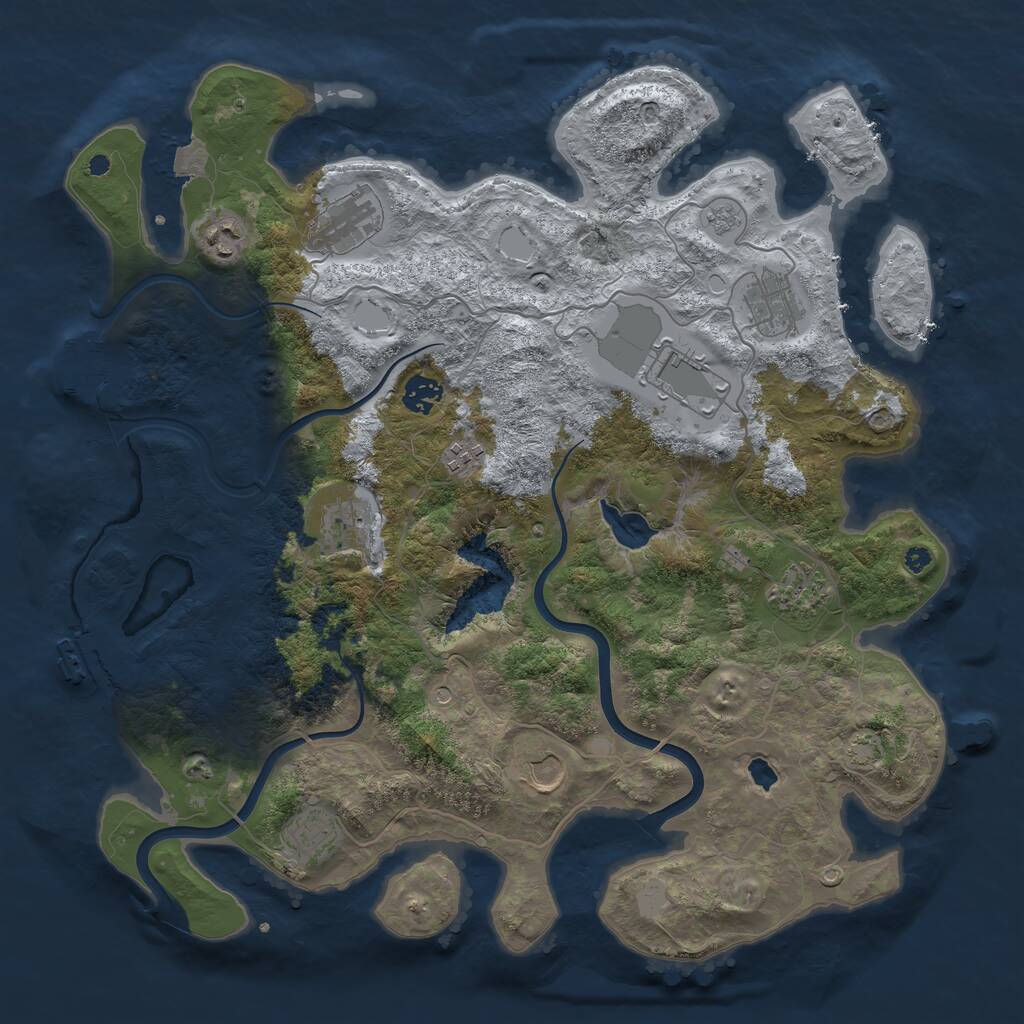 Rust Map: Procedural Map, Size: 4000, Seed: 291282, 16 Monuments