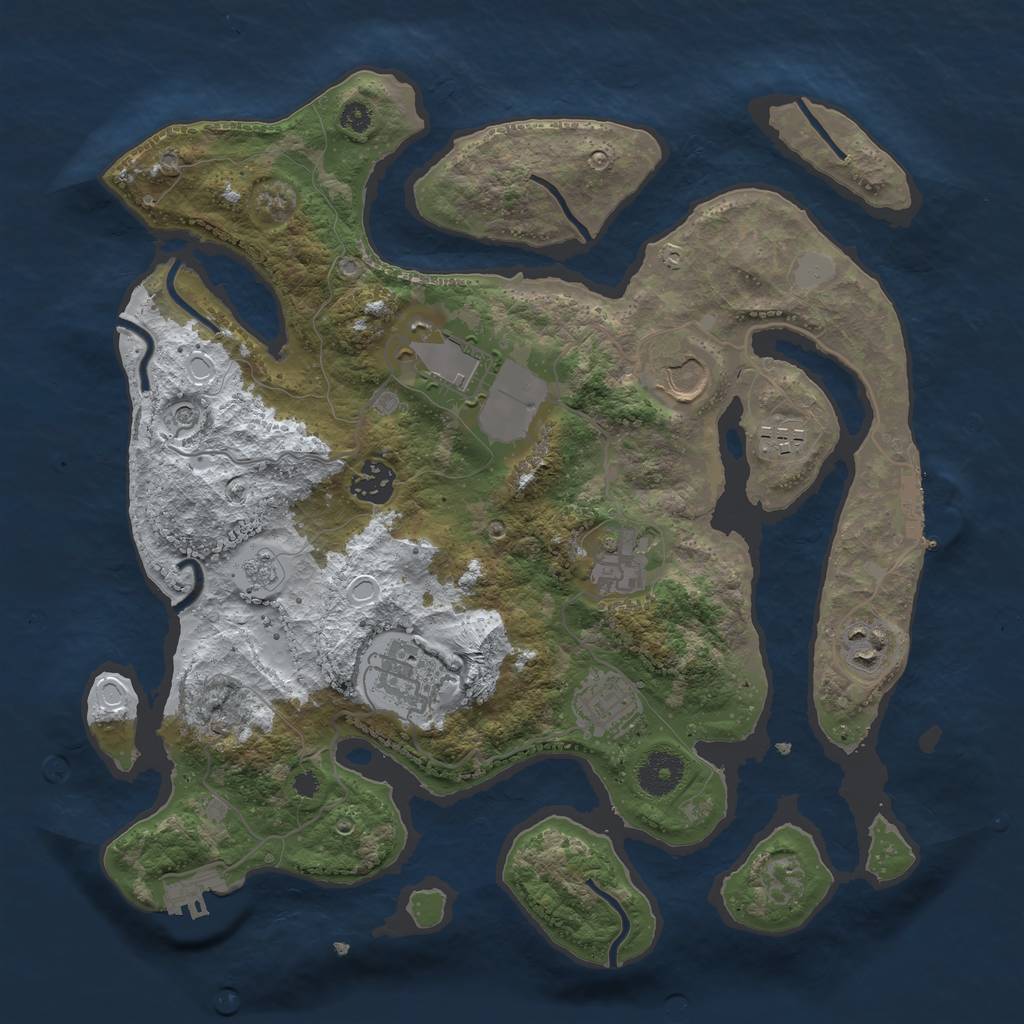 Rust Map: Procedural Map, Size: 3500, Seed: 1105588989, 17 Monuments