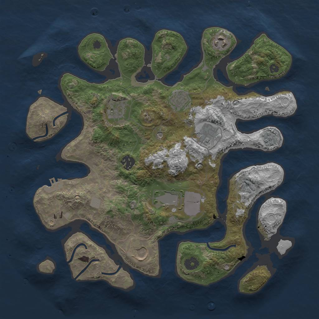 Rust Map: Procedural Map, Size: 3500, Seed: 1265, 15 Monuments
