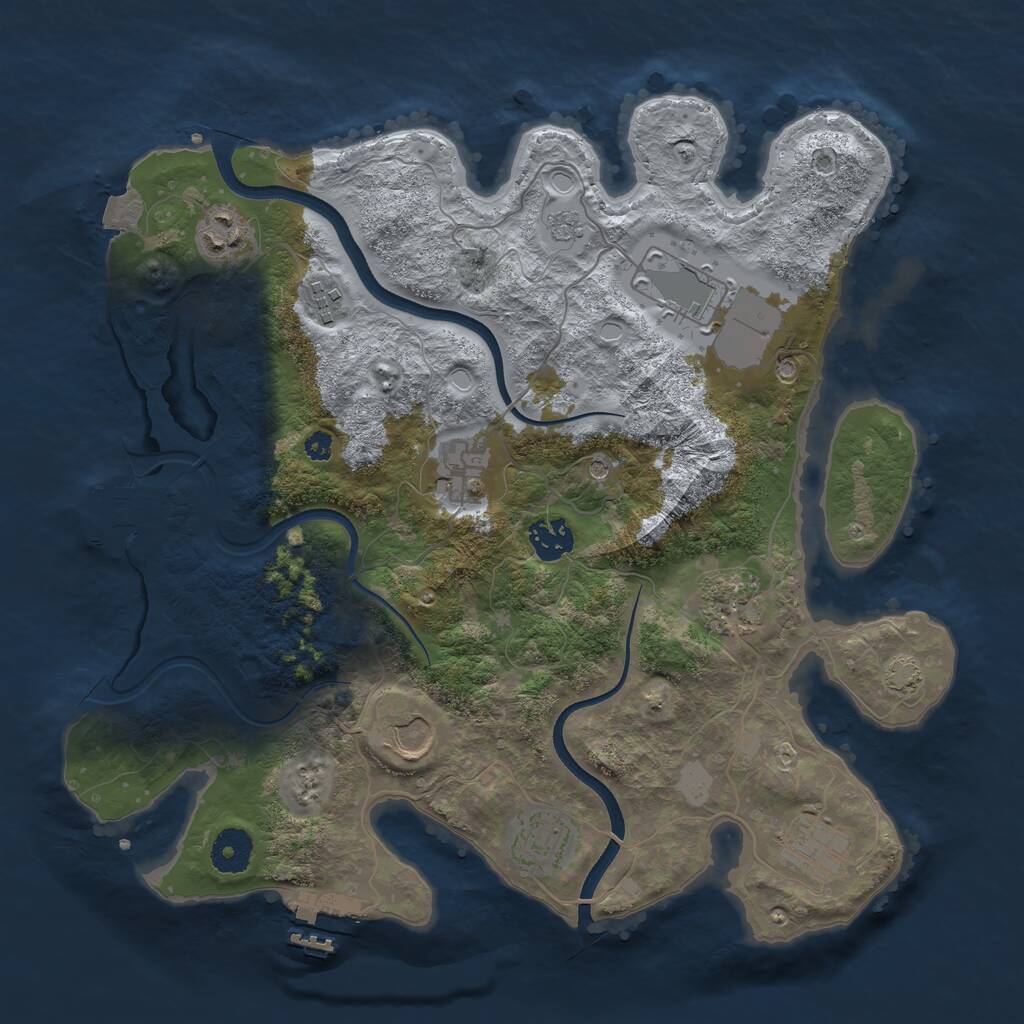 Rust Map: Procedural Map, Size: 3550, Seed: 633534, 15 Monuments