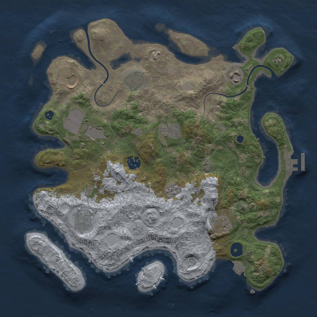 Rust Map: Procedural Map, Size: 3550, Seed: 206312, 14 Monuments