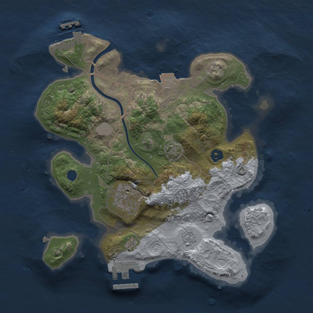 Rust Map: Procedural Map, Size: 2500, Seed: 84, 6 Monuments