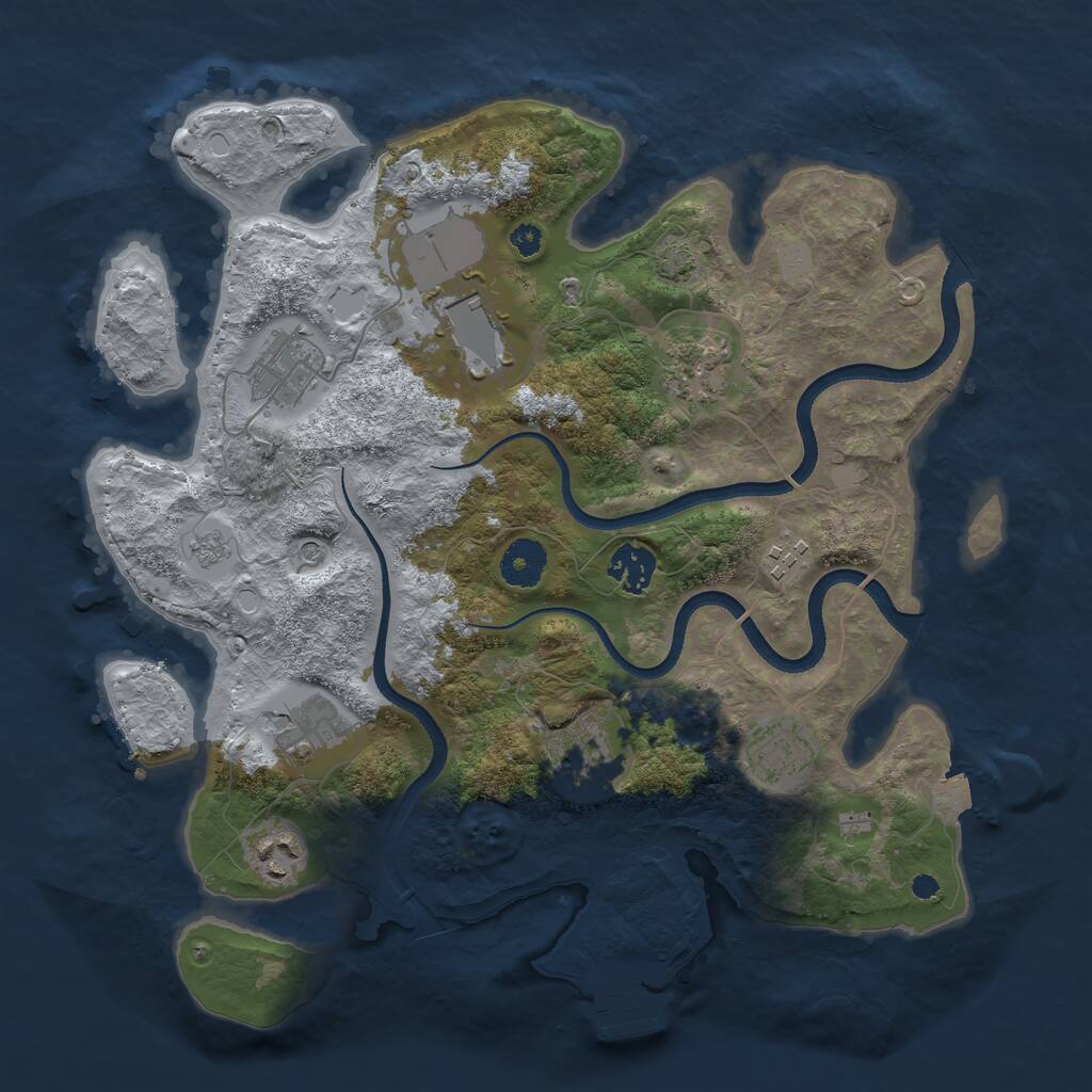 Rust Map: Procedural Map, Size: 3500, Seed: 72763467, 14 Monuments