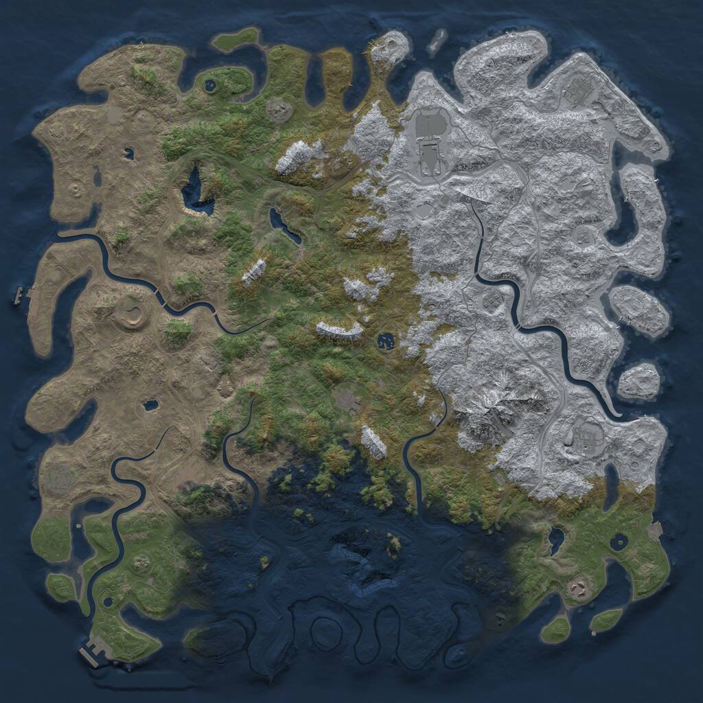 Rust Map: Procedural Map, Size: 6000, Seed: 4100, 17 Monuments