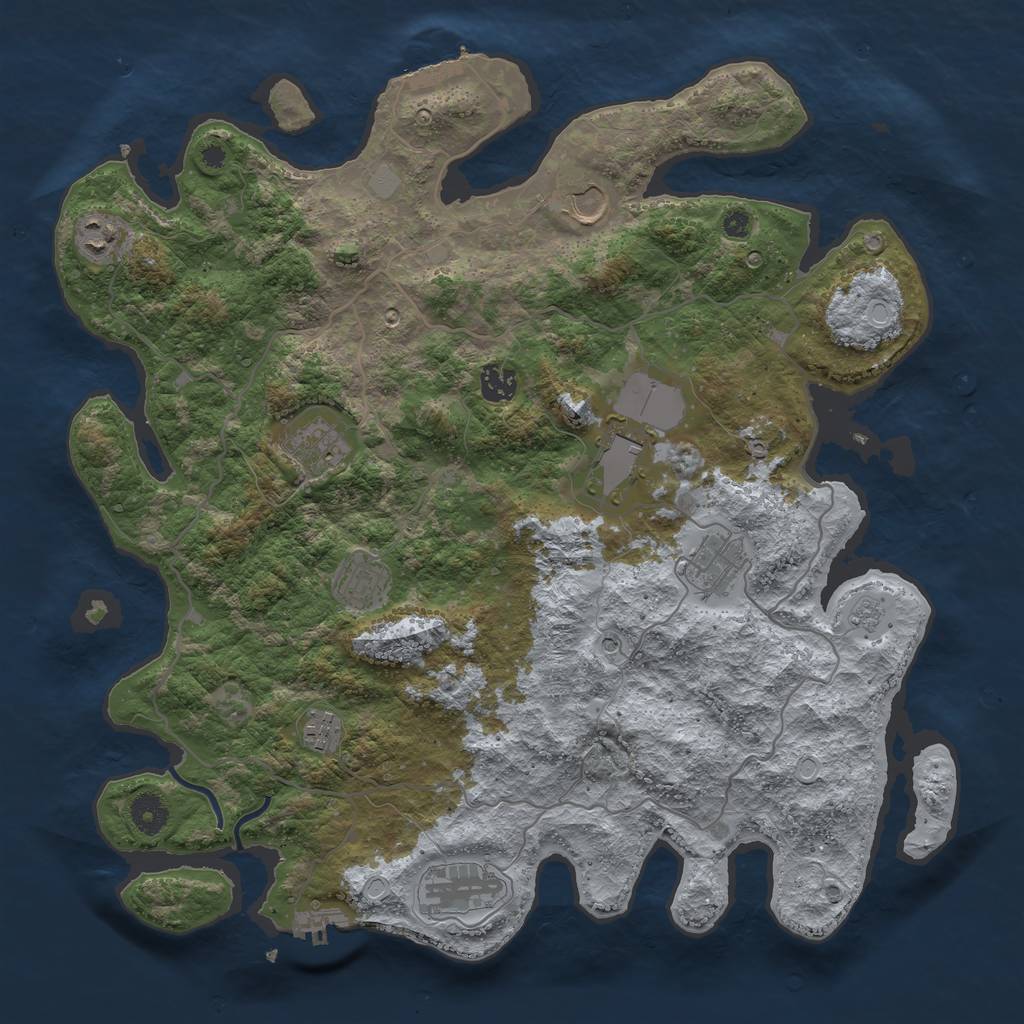 Rust Map: Procedural Map, Size: 4000, Seed: 652233, 16 Monuments
