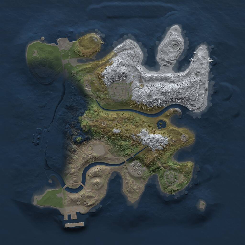 Rust Map: Procedural Map, Size: 2600, Seed: 54774779, 7 Monuments