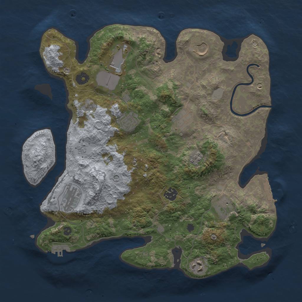 Rust Map: Procedural Map, Size: 3550, Seed: 851283445, 16 Monuments