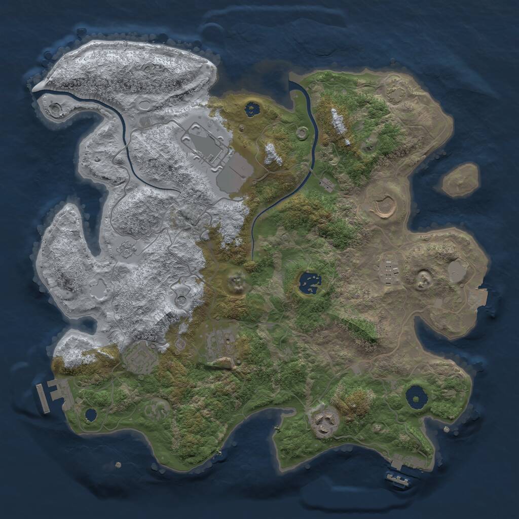 Rust Map: Procedural Map, Size: 3500, Seed: 15313, 13 Monuments