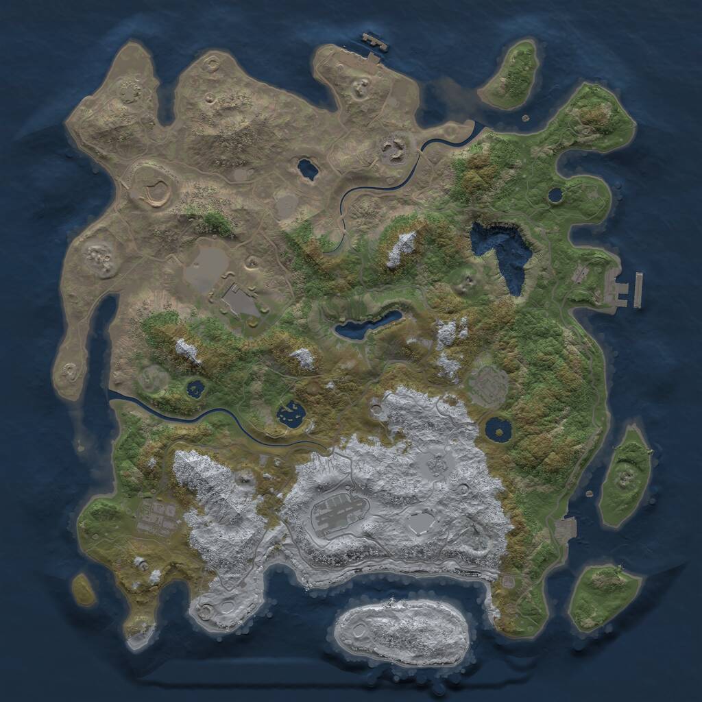 Rust Map: Procedural Map, Size: 4000, Seed: 391068, 13 Monuments