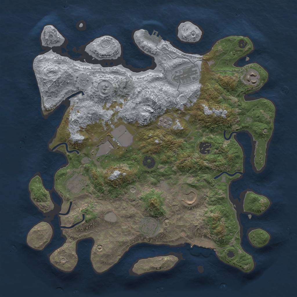 Rust Map: Procedural Map, Size: 3550, Seed: 22027, 15 Monuments
