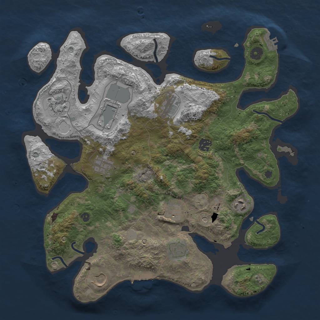 Rust Map: Procedural Map, Size: 3750, Seed: 420508634, 17 Monuments