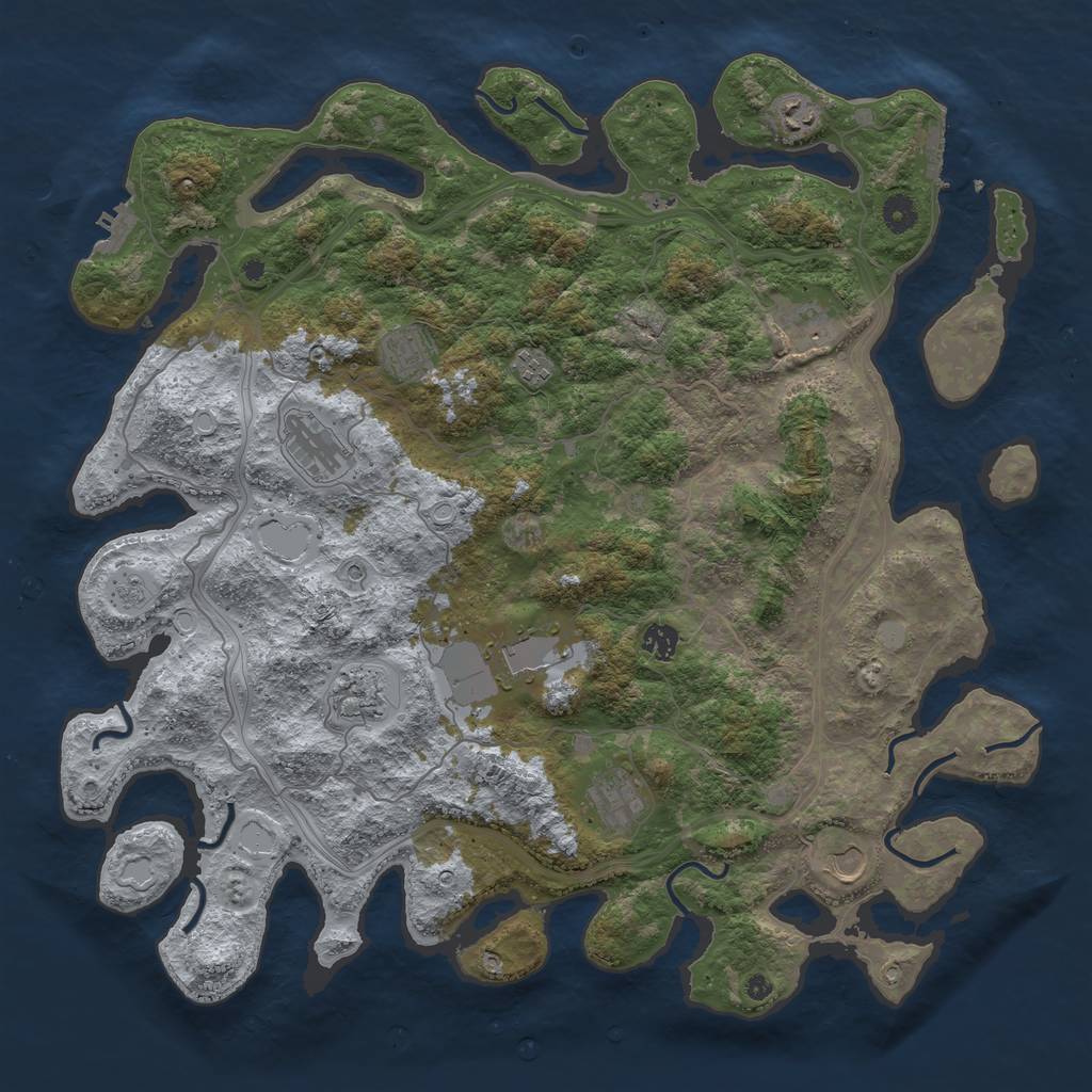 Rust Map: Procedural Map, Size: 4500, Seed: 1195272299, 17 Monuments