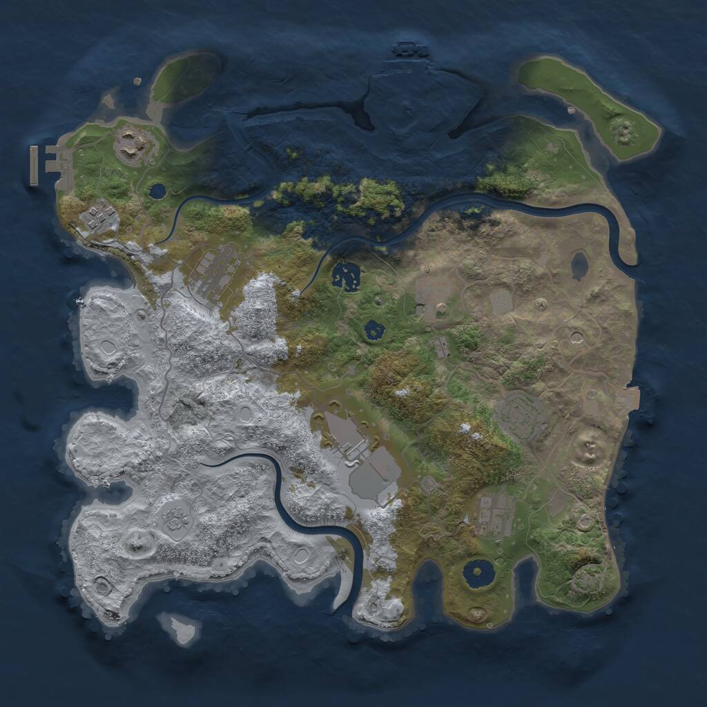 Rust Map: Procedural Map, Size: 3550, Seed: 823150, 14 Monuments