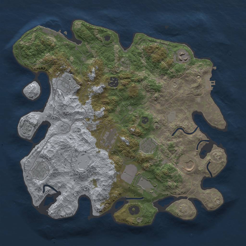 Rust Map: Procedural Map, Size: 3500, Seed: 391466175, 17 Monuments