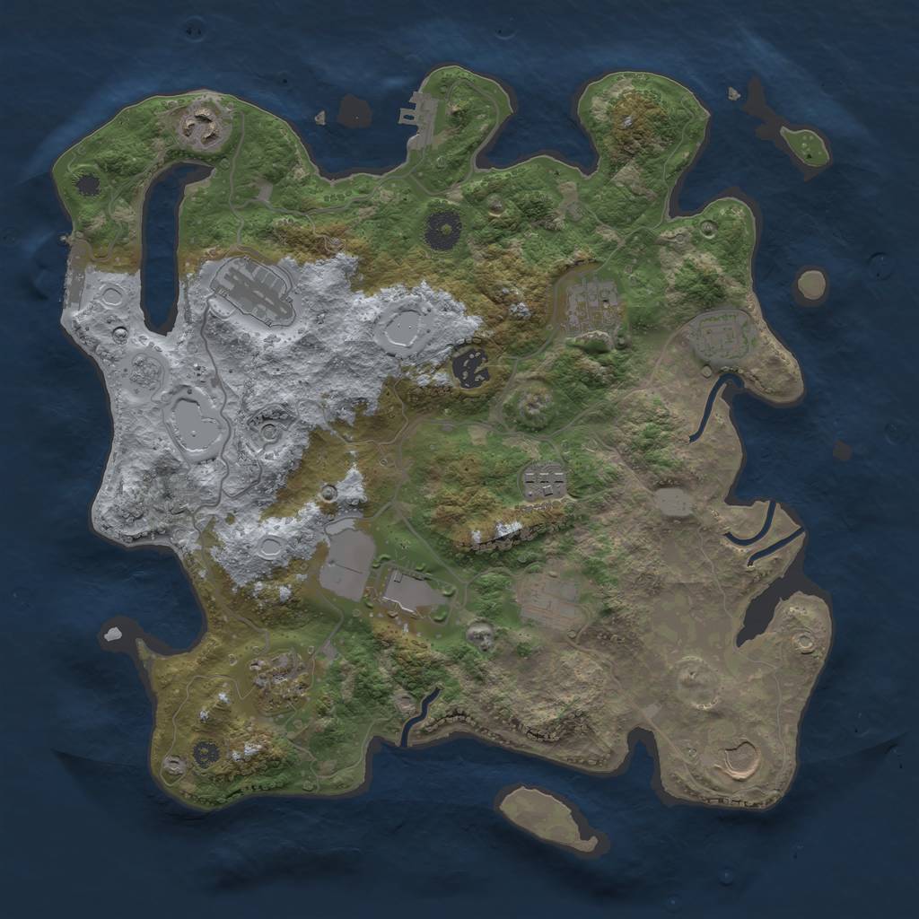 Rust Map: Procedural Map, Size: 3550, Seed: 885422, 17 Monuments