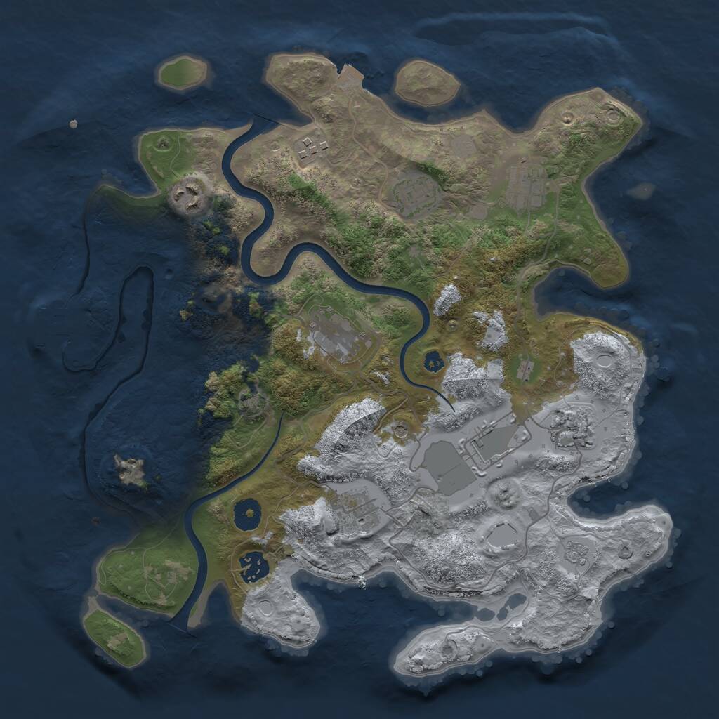 Rust Map: Procedural Map, Size: 3550, Seed: 850247, 14 Monuments