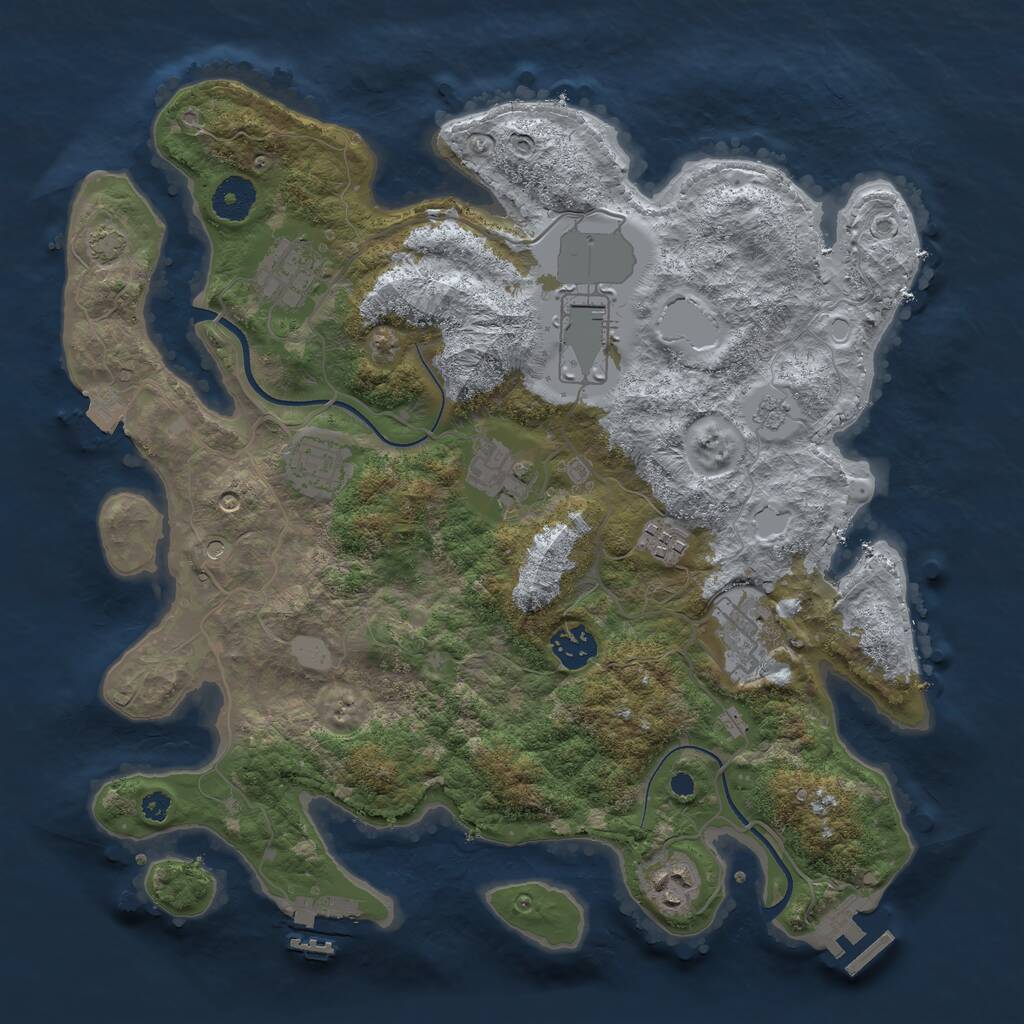 Rust Map: Procedural Map, Size: 3550, Seed: 395501, 14 Monuments