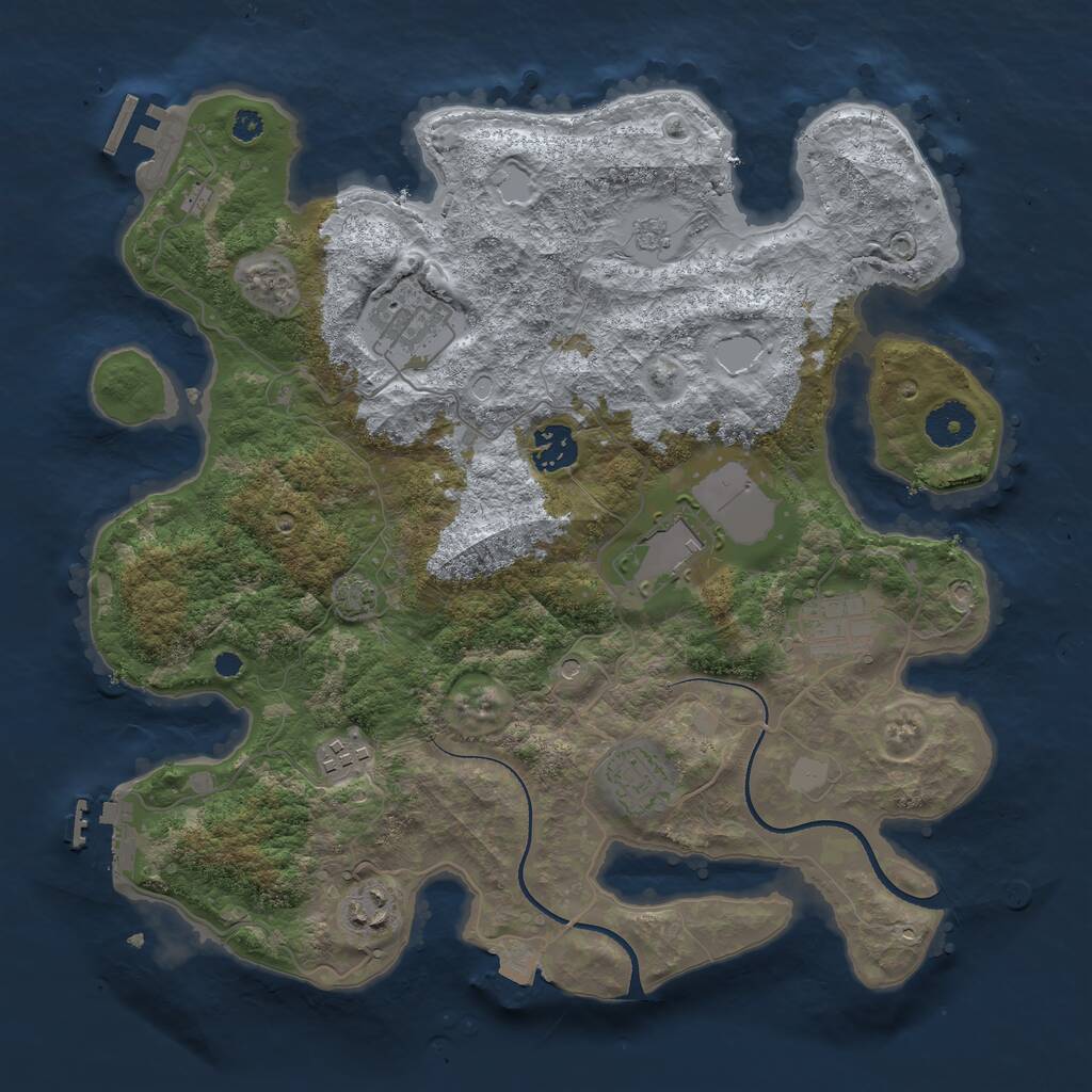 Rust Map: Procedural Map, Size: 3500, Seed: 58, 13 Monuments