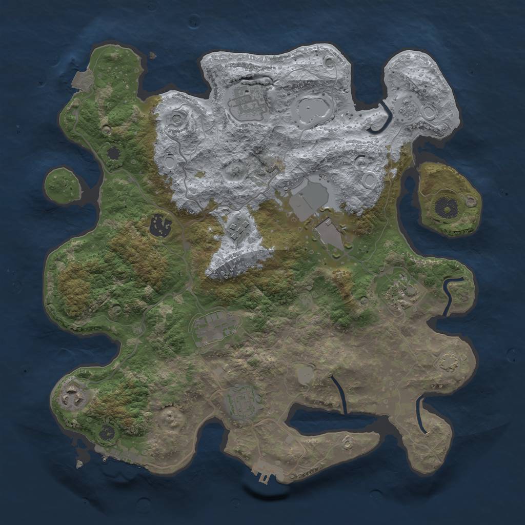 Rust Map: Procedural Map, Size: 3500, Seed: 58, 16 Monuments