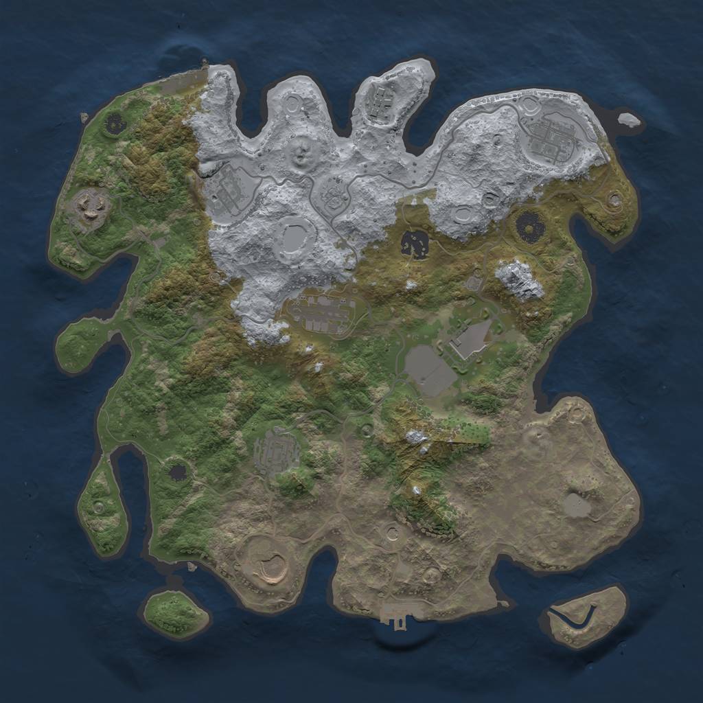 Rust Map: Procedural Map, Size: 3550, Seed: 339117, 16 Monuments