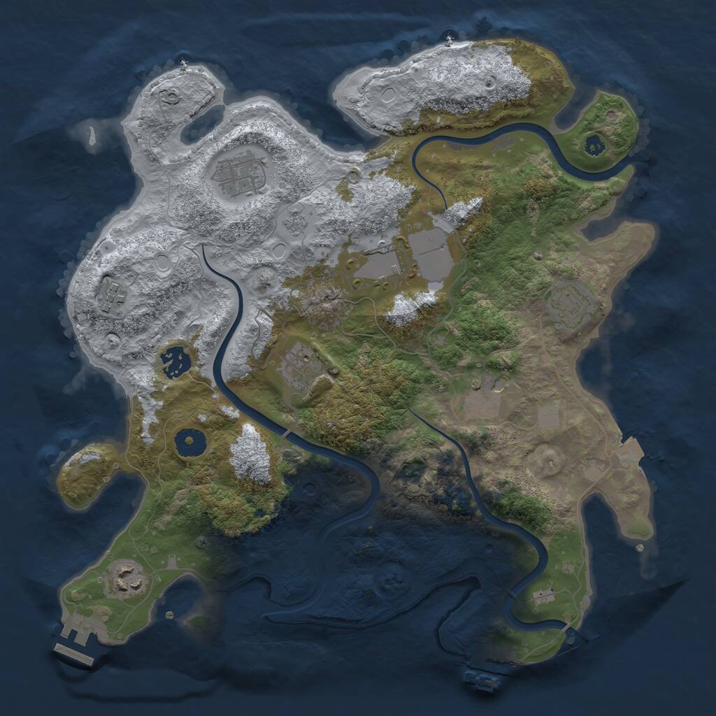 Rust Map: Procedural Map, Size: 3550, Seed: 754957, 14 Monuments