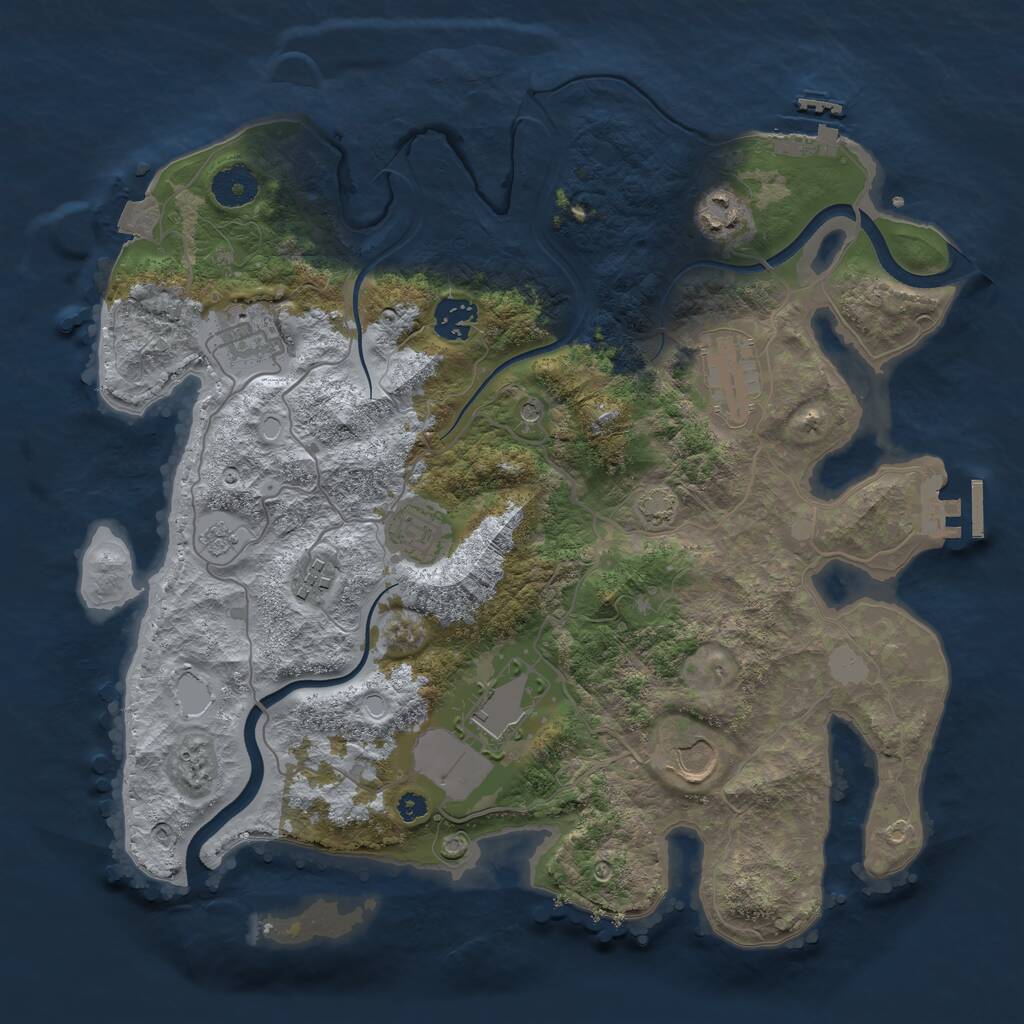 Rust Map: Procedural Map, Size: 3550, Seed: 969255, 14 Monuments