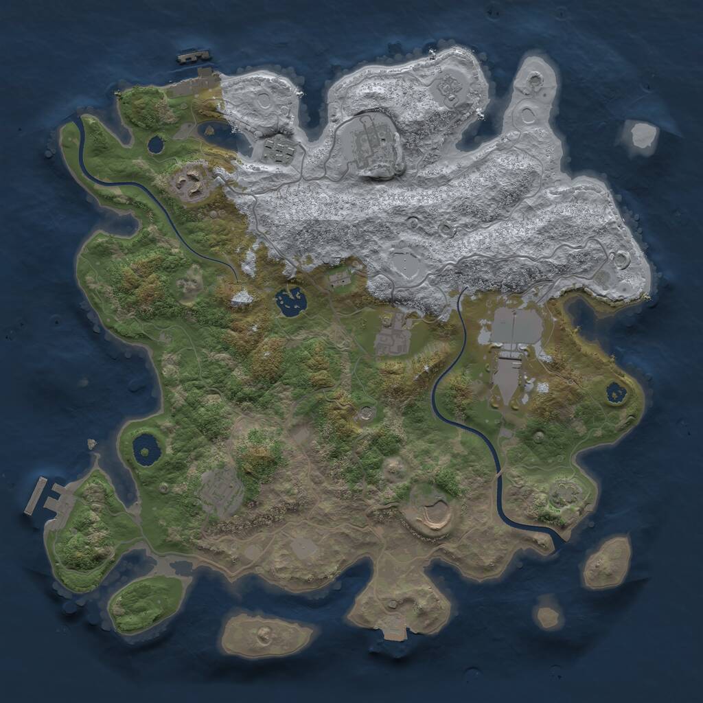 Rust Map: Procedural Map, Size: 3550, Seed: 454739, 14 Monuments