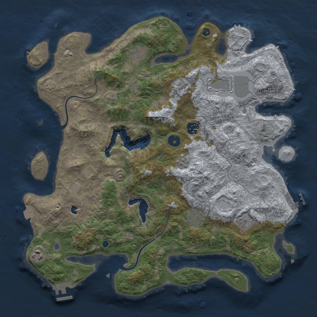 Rust Map: Procedural Map, Size: 4000, Seed: 974863, 14 Monuments