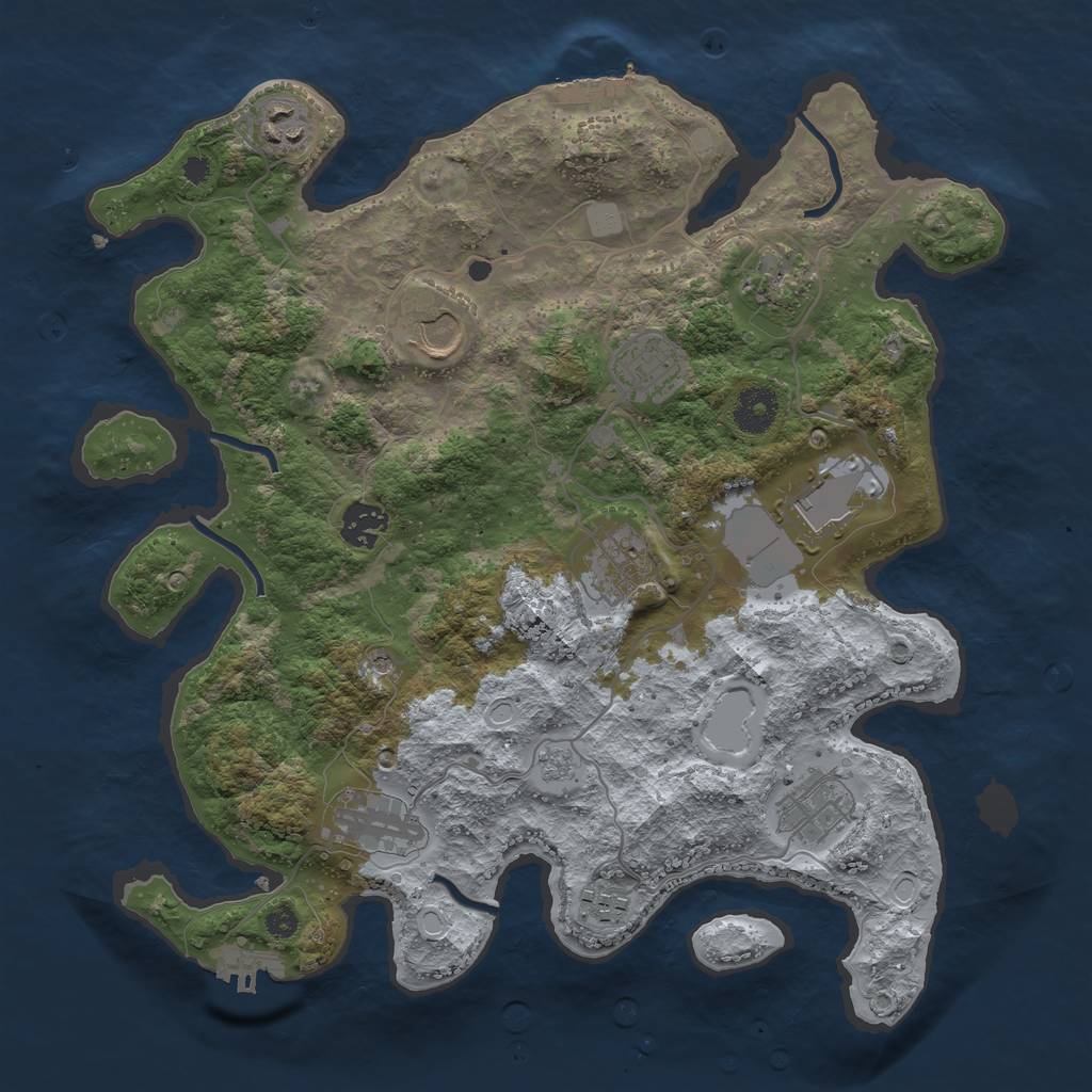 Rust Map: Procedural Map, Size: 3550, Seed: 27800, 17 Monuments