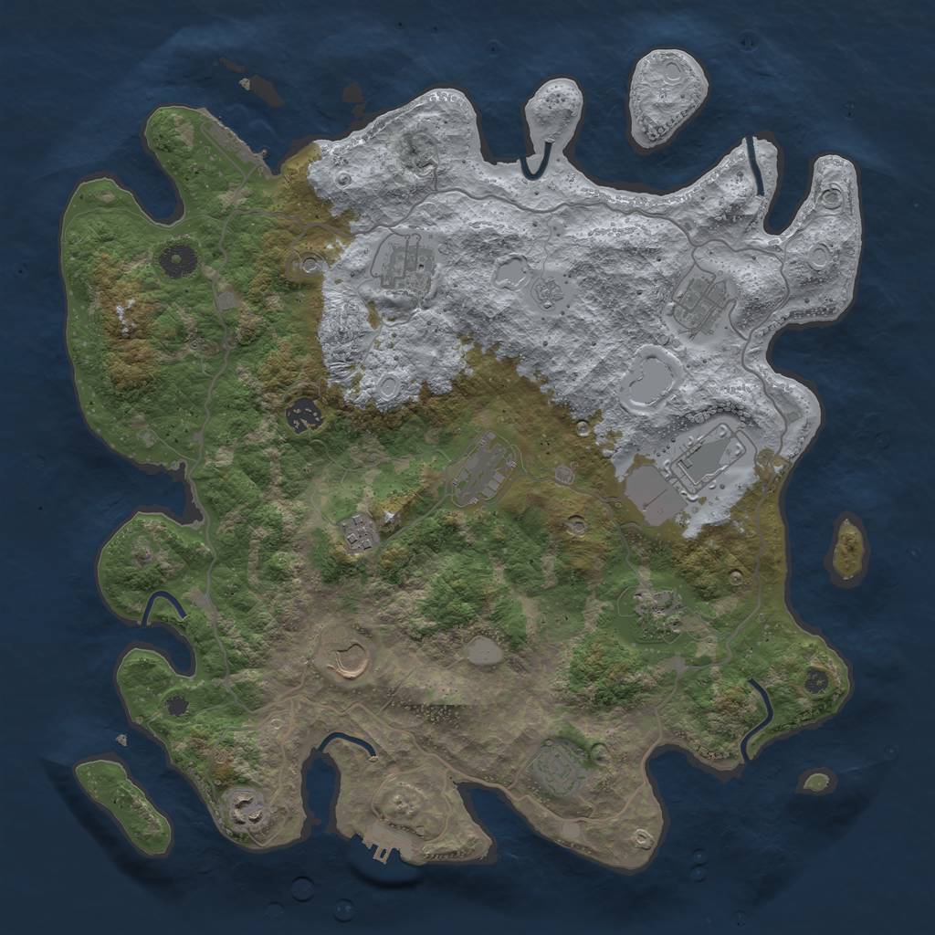Rust Map: Procedural Map, Size: 4000, Seed: 621859, 17 Monuments