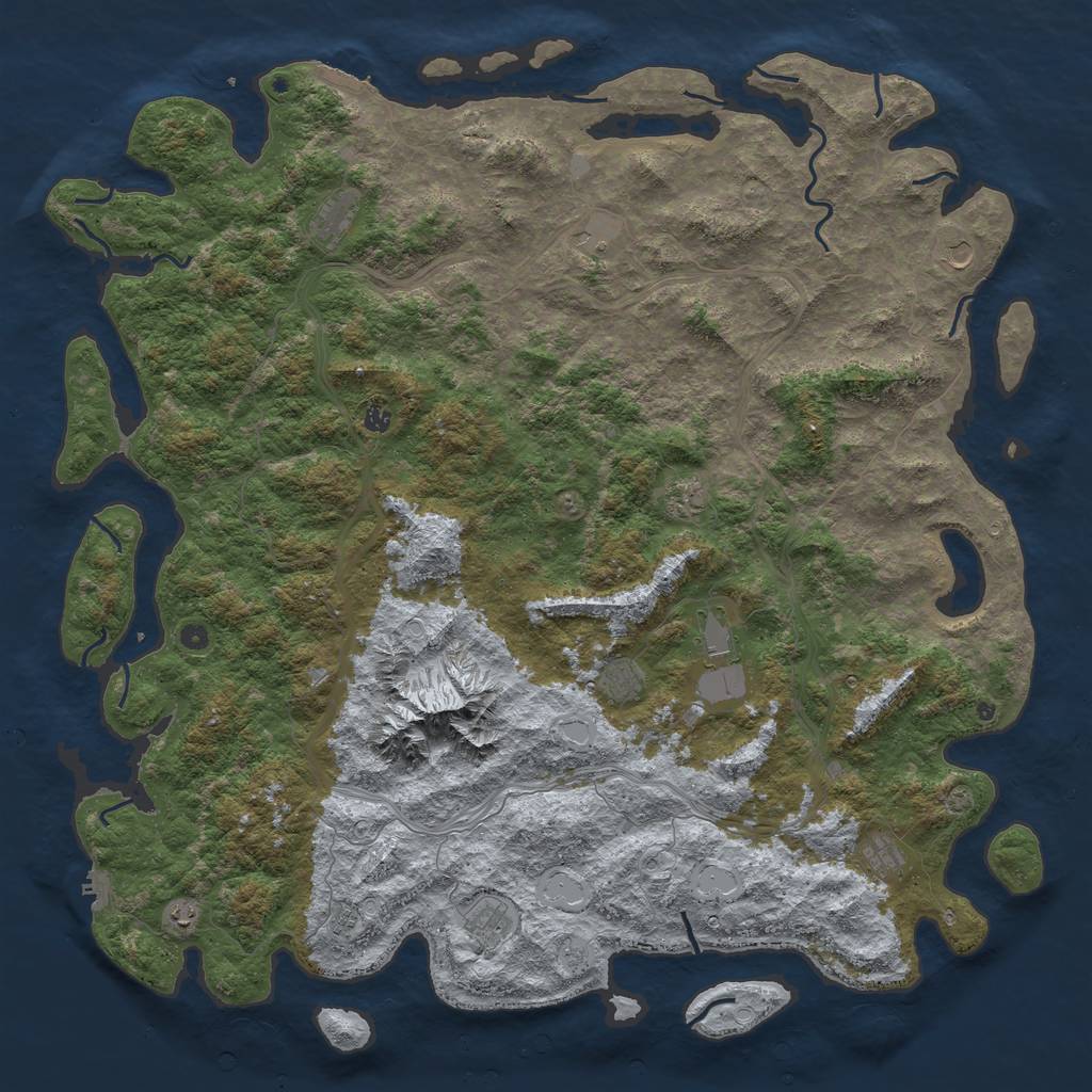 Rust Map: Procedural Map, Size: 6000, Seed: 84672055, 19 Monuments