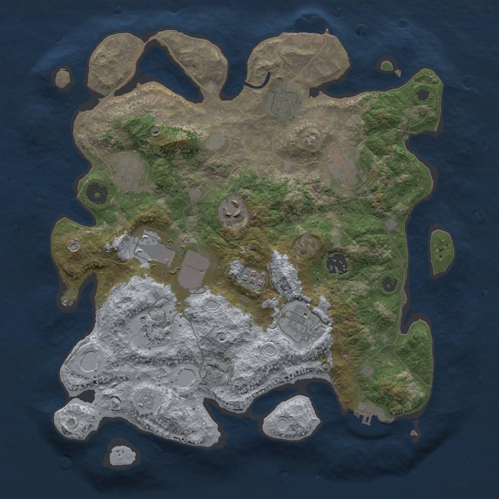 Rust Map: Procedural Map, Size: 3500, Seed: 451217, 17 Monuments