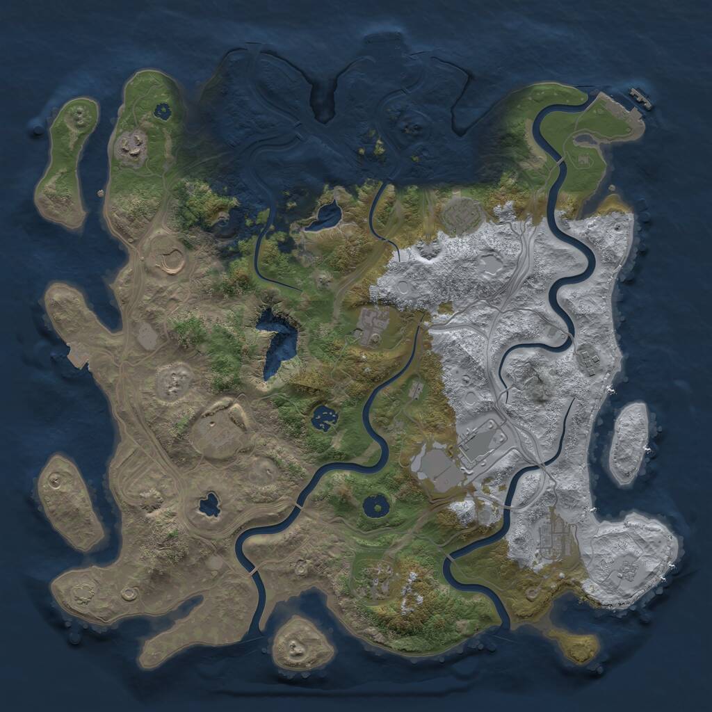 Rust Map: Procedural Map, Size: 4250, Seed: 1462410281, 16 Monuments