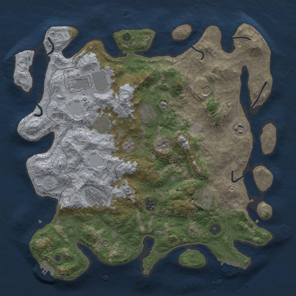 Rust Map: Procedural Map, Size: 4000, Seed: 108066, 16 Monuments