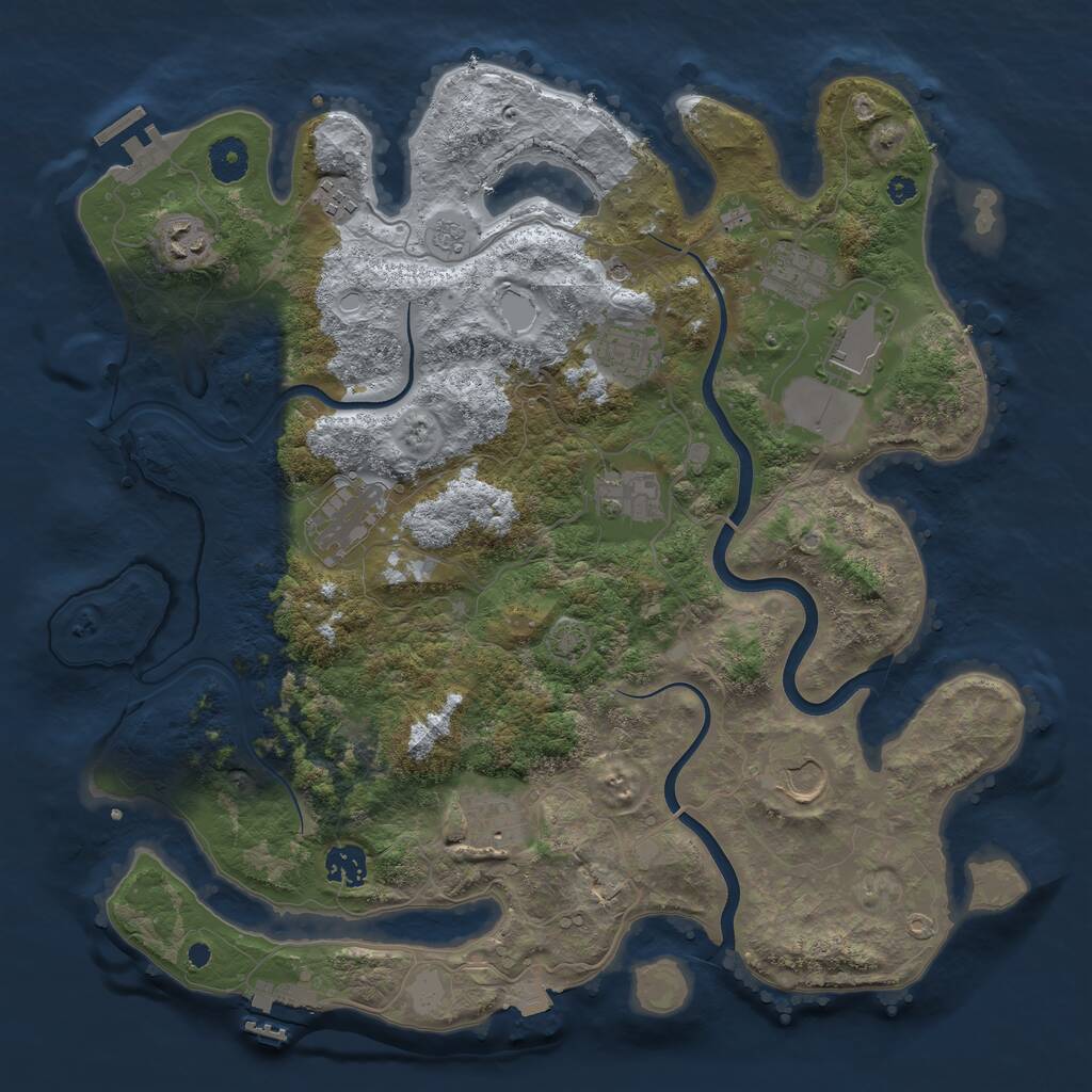 Rust Map: Procedural Map, Size: 3850, Seed: 156268346, 16 Monuments