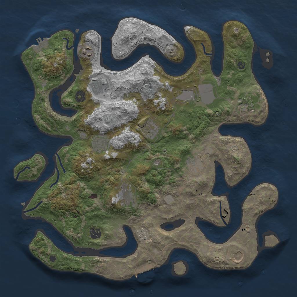 Rust Map: Procedural Map, Size: 3850, Seed: 156268346, 19 Monuments