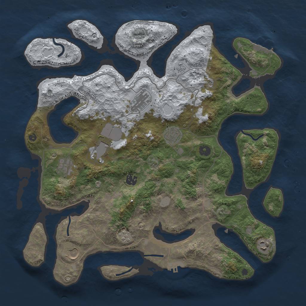 Rust Map: Procedural Map, Size: 4000, Seed: 2081140110, 17 Monuments