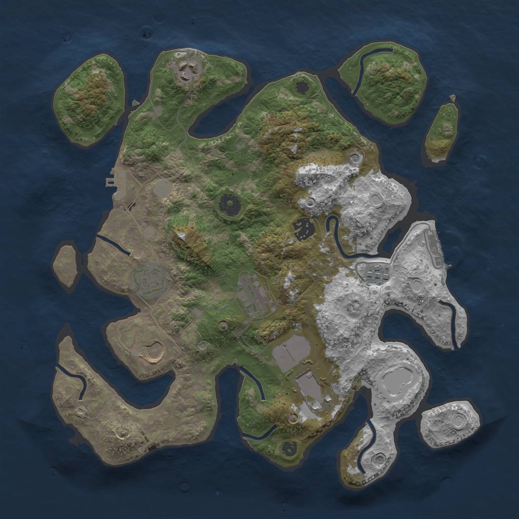 Rust Map: Procedural Map, Size: 3550, Seed: 995883, 15 Monuments