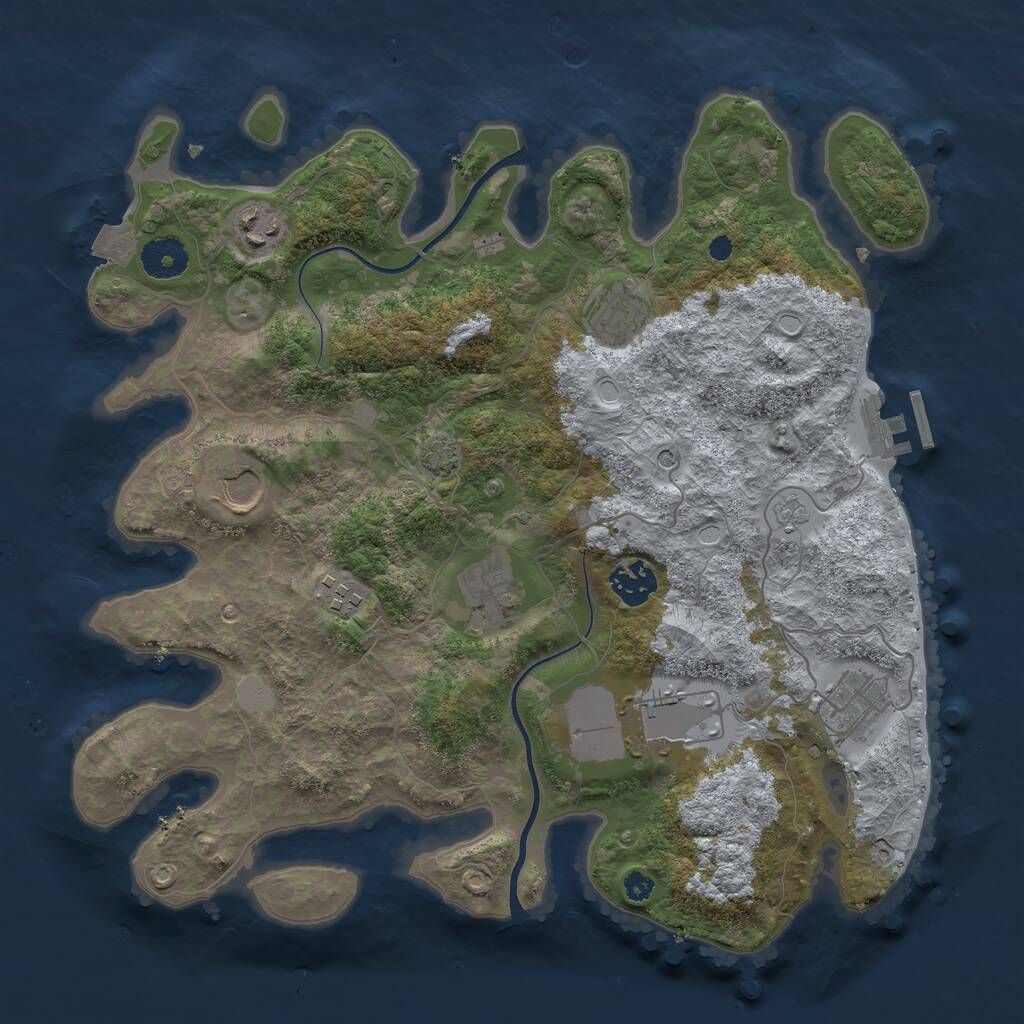 Rust Map: Procedural Map, Size: 3500, Seed: 858059724, 13 Monuments