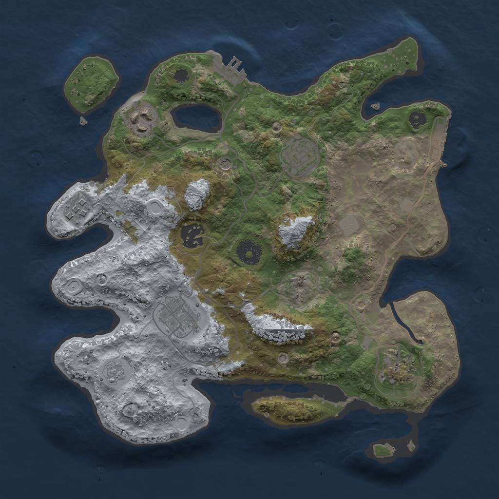 Rust Map: Procedural Map, Size: 3000, Seed: 2131, 13 Monuments